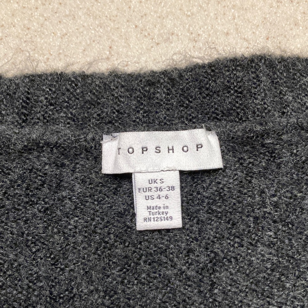 Topshop Charcoal Button-Up Cardigan Women Size 4-6 - Picture 4 of 10
